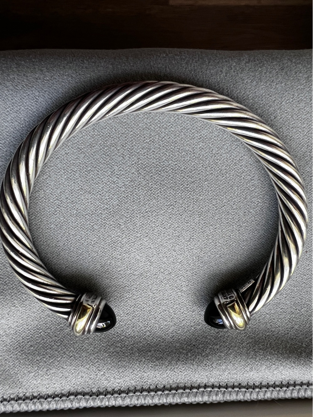 David Yurman cable twist with 14k gold accent and black onyx bracelet